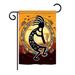 Wrought Studio™ Onawa Kokopelli Playing Flute Primitive Southwest Impressions 2-Sided 18.5 x 13 in. Garden Flag in Black/Orange | Wayfair