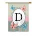 House of Hampton® Shellman Butterflies Monogram 2-Sided Polyester House/Garden Flag Metal in Pink/Brown | 40 H x 28 W in | Wayfair