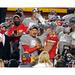 Patrick Mahomes and Travis Kelce Kansas City Chiefs Unsigned 2020 AFC Championship Celebration Photograph