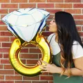 Grand Ballon Gonflable en Aluminium avec Anneau de Diamant Décoration de Mariage à Air et à