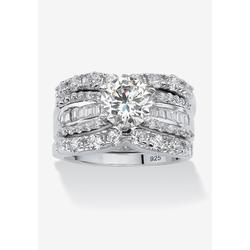 Women's Platinum over Silver Bridal Ring Set Cubic Zirconia (5 5/8 cttw TDW) by PalmBeach Jewelry in Silver (Size 5)