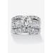 Women's Platinum over Silver Bridal Ring Set Cubic Zirconia (5 5/8 cttw TDW) by PalmBeach Jewelry in Silver (Size 5)