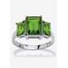 Women's Sterling Silver 3 Square Simulated Birthstone Ring by PalmBeach Jewelry in August (Size 9)