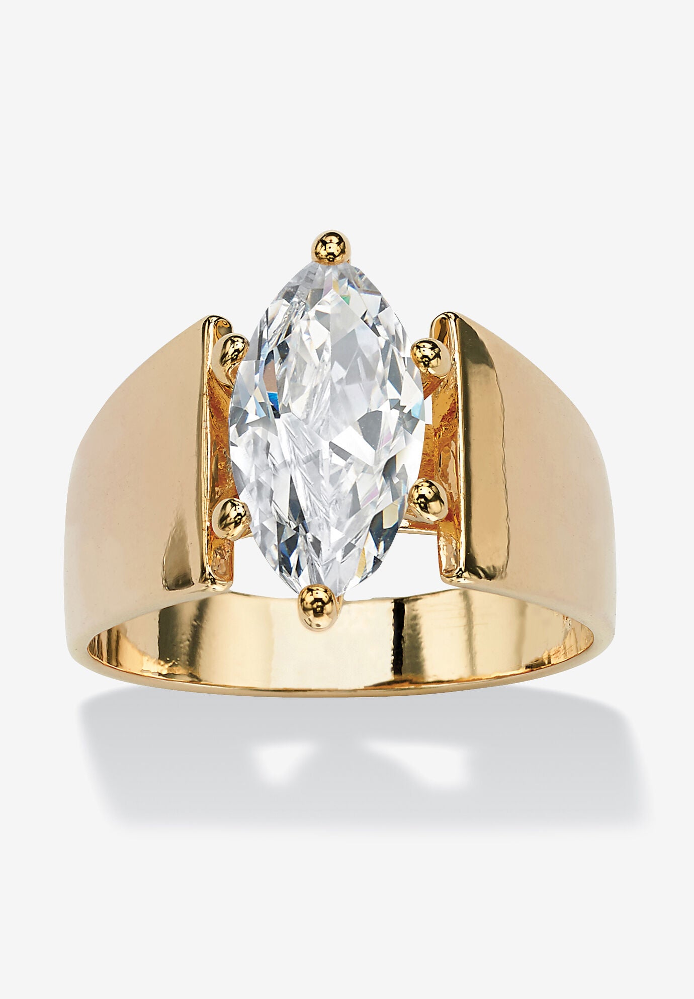 Women's Yellow Gold Plated Cubic Zirconia Solitaire Engagement Ring by PalmBeach Jewelry in Gold (Size 5)