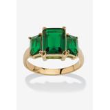 Women's Yellow Gold-Plated Simulated Emerald Cut Birthstone Ring by PalmBeach Jewelry in May (Size 5)