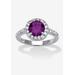 Women's Sterling Silver Simulated Birthstone and Cubic Zirconia Ring by PalmBeach Jewelry in February (Size 8)