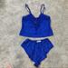 Victoria's Secret Intimates & Sleepwear | 2 Piece Vtg Victorias Secret Blue Satin Cami Set S | Color: Blue | Size: S