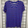 Madewell Tops | Madwell Hi Line Striped Blue And Peach Tee | Color: Blue | Size: S