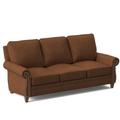 Bradington-Young Reddish 88" Genuine Leather Rolled Arm Sofa Genuine Leather in Gray/Brown | 40 H x 88 W x 40 D in | Wayfair