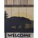 Millwood Pines Bear Welcome - Unframed Graphic Art Print on Wood in Black/Brown/Green | 12 H x 9 W x 1 D in | Wayfair