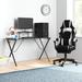 Ebern Designs Bridesdale Gaming Bundle-Cup/Headphone Desk & Reclining Footrest Chair Wood/Metal in White/Black | Wayfair