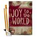 The Holiday Aisle® Kisag Joy to the World Wonderland Impressions Decorative 2-Sided 40 x 28 in. Flag Set in Brown/Red | Wayfair