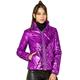 Allegra K Women's Holographic Shiny Zipper Quilting Metallic Down Puffer Jacket Purple 16