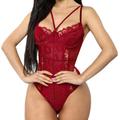 Buitifo Damen Sexy Body Dessous EIN Stück Babydoll V-Ausschnitt Teddy Schritt einrasten(Red,M)