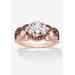 Women's Rose Gold-Plated Silver Ring Cubic Zirconia by PalmBeach Jewelry in Rose (Size 12)