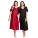 Plus Size Women's 2-Pack Short Silky Gown by Only Necessities in Classic Red Black (Size 6X) Pajamas
