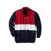 Men's Big & Tall Full-Zip Fleece Jacket by KingSize in Navy Colorblock (Size 3XL)