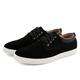 Men's Casual Suede Skate Shoes Front lace-up Shock bsorption Wear-Resistant Fashion Business Leather Flat Shoes 6.5 UK Men Black,9.65" Heel to Toe