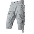PARKLEES Men's Casual Outdoor Cotton 3/4 Capri Cargo Shorts PJMPT2840 Grey 32