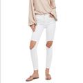 Free People Jeans | Free People High Waisted Distressed Jegging 24 | Color: White | Size: 24
