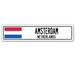 SignMission Amsterdam Netherlands Street Sign Plastic in Black/Blue/Red | 4 H x 18 W x 0.1 D in | Wayfair SSC-Amsterdam Nl