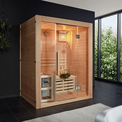 Traditionelle Sauna skyline l - 150 x 120 cm für 3 Personen Sauna Saunakabine Heimsauna Massivholz