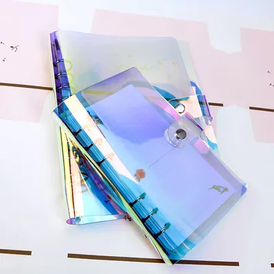 A5 A6 A7 PVC arc-en-ciel laser Transparent cahier journal couverture paillettes feuilles mobiles