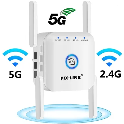 PIXLINK-Répéteur WiFi 5G Amplificateur de Signal Internet Sans Fil à Longue Portée de 1200m pour