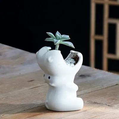 User inière d'hippopotame en céramique blanche pot de fleur décoratif porte-récipient
