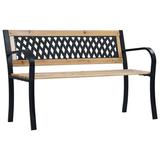 Alcott Hill® Outdoor Patio Bench Outdoor Garden Bench w/ Backrest Armrests Wood in Black | 30.3 H x 47.2 W x 20.9 D in | Wayfair