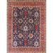 Blue/Red 96 x 60 x 0.35 in Indoor Area Rug - Bungalow Rose Oriental Red/Blue Area Rug Polyester/Wool | 96 H x 60 W x 0.35 D in | Wayfair