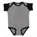 Rabbit Skins 4400 Infant Baby Rib Bodysuit in Granite Heather/Black size 24MOS | Ringspun Cotton LA4400, RS4400