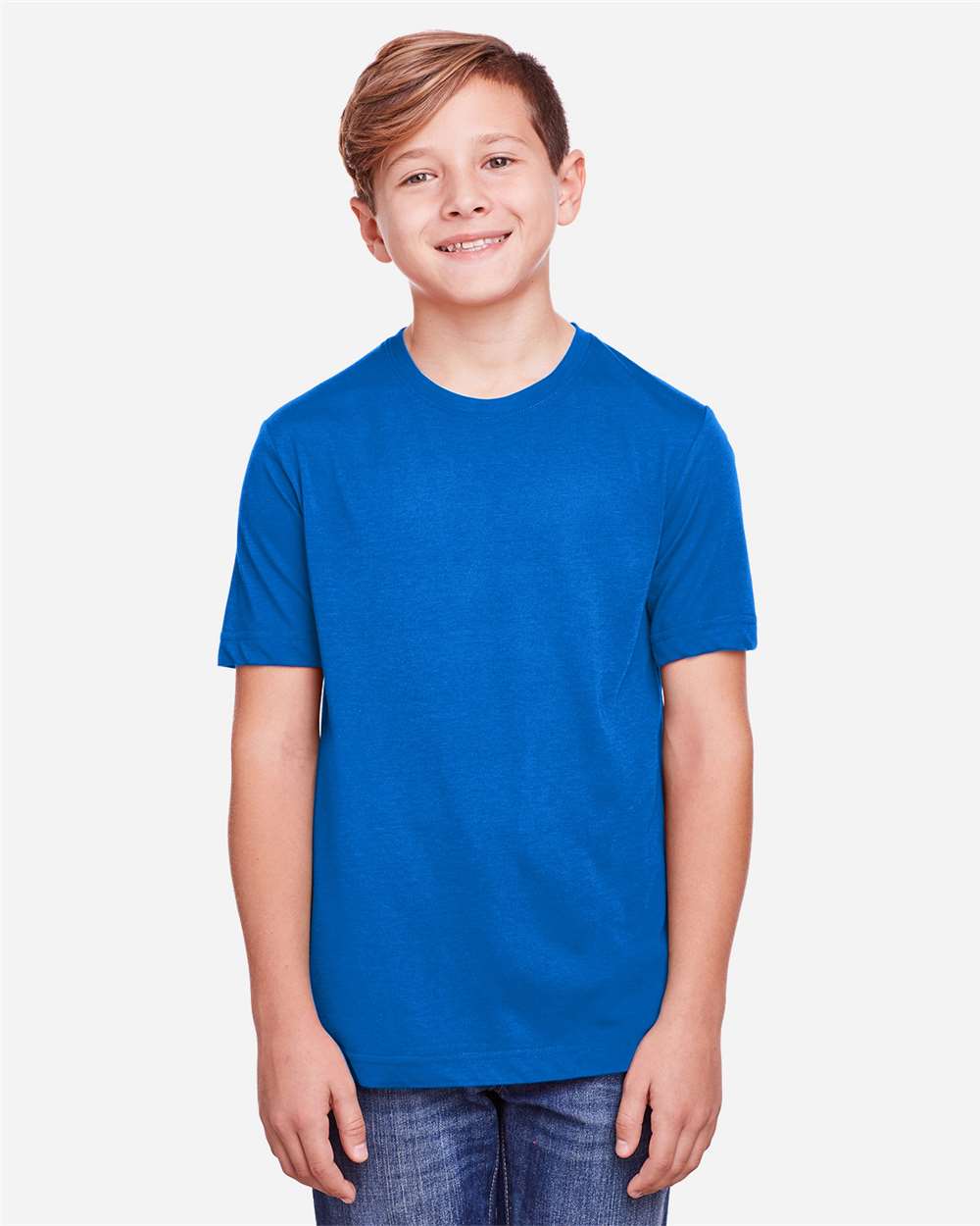 CORE365 CE111Y Youth Fusion ChromaSoft Performance T-Shirt in True Royal Blue size XS | Polyester