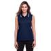 Devon & Jones DG20SW Women's CrownLux Performance Plaited Tipped Sleeveless Polo Shirt in Navy Blue/White size XL | Cotton/Polyester Blend