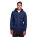 Team 365 TT95 Men's Zone HydroSport Heavyweight Full-Zip Hooded Sweatshirt in Sport Dark Navy Blue size Small | Cotton Polyester