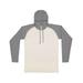 LAT 6917 Men's Hooded Raglan Long Sleeve Fine Jersey T-Shirt in Natural Heather/Gray Heather/Titanium size Medium | Ringspun Cotton LA6917