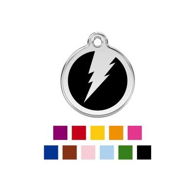 Red Dingo Lightning Bolt Stainless Steel Personalized Dog & Cat ID Tag, Black, Small