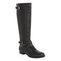 Extra Wide Width Women's The Janis Regular Calf Leather Boot by Comfortview in Black (Size 10 1/2 WW)