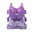 Plus Size Women's 3-Pack Front-Close Cotton Wireless Bra by Comfort Choice in Amethyst Purple Assorted (Size 52 D)