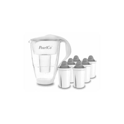 PearlCo Glas-Wasserfilter weiß inkl. 6 Protect+ Filterkartuschen