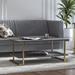 CosmoLiving by Cosmopolitan Camila Sled Coffee Table w/ Storage Wood/Metal in Gray | 17.8 H x 23.1 W x 41.6 D in | Wayfair 7794408COM