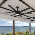 Hunter Fan 72" Solaria 6 - Blade Outdoor Standard Ceiling Fan w/ Wall Control & Light Kit Included in Black | Wayfair 59628