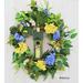 Primrue 24" Foam Wreath in Blue/Green/Yellow | 24 H x 24 W x 5 D in | Wayfair 9446378F181C4FE1B96AB7ADF6984E74