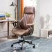17 Stories Hachiro Executive Chair Wood/Upholstered in Brown | 45.67 H x 26.48 W x 26.77 D in | Wayfair 5760E976DF6847C698D7CDE737FACD4E