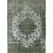 Green/White 108 x 84 x 0.35 in Indoor Area Rug - Ophelia & Co. Henri Oriental Area Rug Polyester/Wool | 108 H x 84 W x 0.35 D in | Wayfair