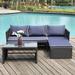 Latitude Run® Lotis 3 Piece Rattan Sofa Seating Group w/ Cushions Synthetic Wicker/All - Weather Wicker/Metal/Wicker/Rattan in Blue | Outdoor Furniture | Wayfair