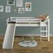 Harriet Bee Dorion Twin Loft Bed, Loft Bed w/ Slide, Ladder, Chalkboard, Pine Wood in White | 44 H x 43 W x 127 D in | Wayfair