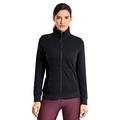 CRZ YOGA Women's Cotton Full Zip Workout Outwear Slim Fit Running Track Jacket with Pockets Black 10