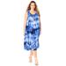 Plus Size Women's Tye-Dye Embellished Dress by Roaman's in Blue Tie Dye (Size 14 W)