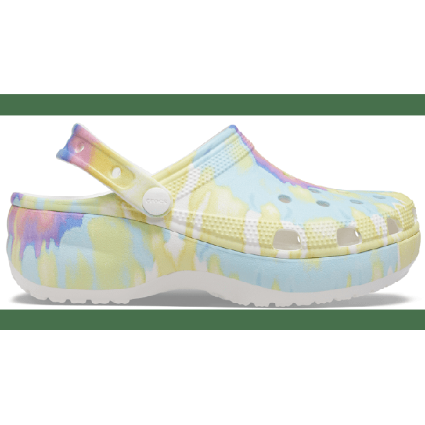 crocs-white---multi-womens-classic-platform-tie-dye-graphic-clog-shoes/
